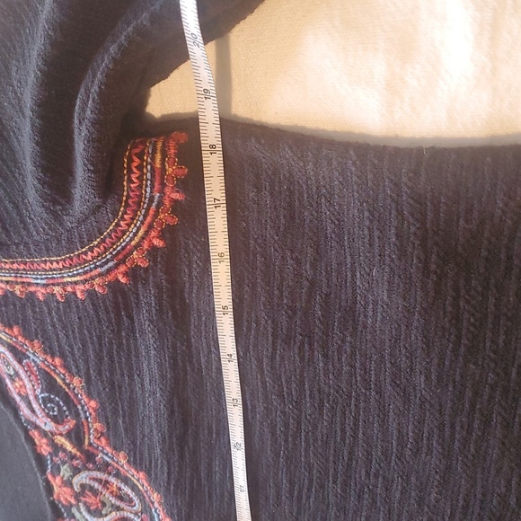 THML Embroidered Black Shift Long Sleeve Sz. M Dress - Picture 8 of 12